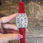 Perfect Copy Franck Muller CintréE Curvex Diamond Pave Dial Red Leather 32 MM Automatci Women's Watch